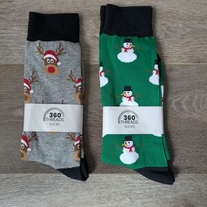 NWT Festive Reindeer and Snowman Socks - Gray and Green
